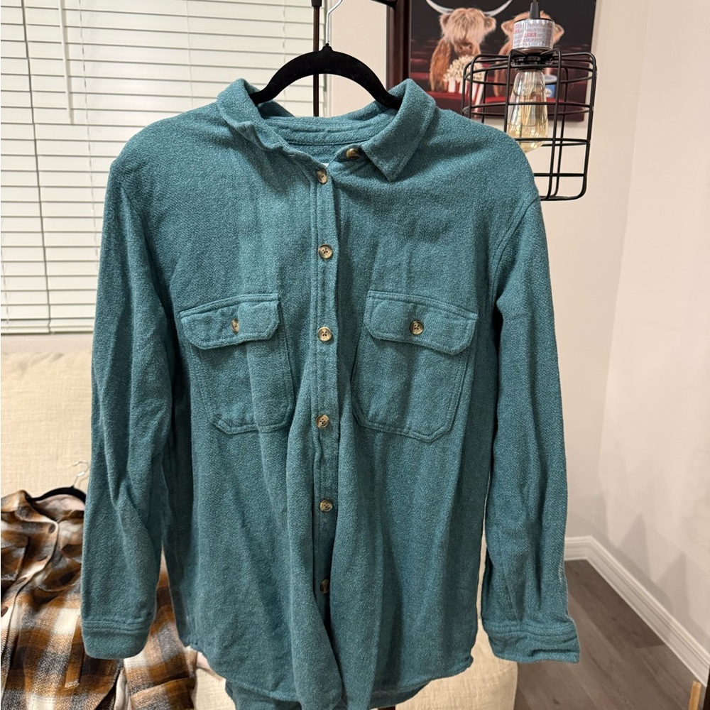 American Eagle Outfitters Blue Wool-Blend Shirt
